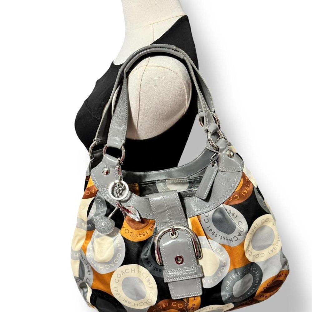Y2k Coach‎ Soho Lynn Hobo Op Art Medallion Scarf Print Glam Shoulder Bag - Picture 4 of 8
